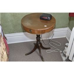 Mid 20th century center pedestal drum table with single drawer