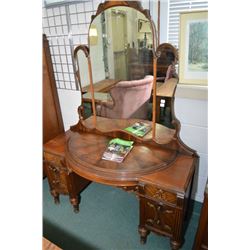 Antique tripled mirrored double pedestal vanity to match lot 324 and lot 38