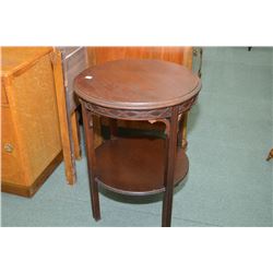 Small wooden round two tiered side table