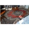 Image 1 : Red background area rug with large center medallion