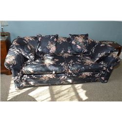 Oriental motif full size pullout sofa bed