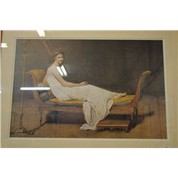 Gilt framed print of a Jacques-Louis David's "Portrait of Madame Recaimer"