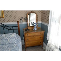 Pair of matching three drawer Canadiana mirrored dressers