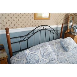 Kings size wood and wrought iron motif headboard