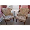 Image 1 : Pair of matching tapestry upholstered button tufted side chairs