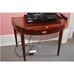 Antique flat to the wall D table with cherub motif decoration