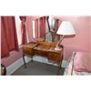 Image 1 : Matched grain walnut three drawer triple mirror vanity on tall cabriole feet with original bakelite 