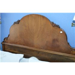 Antique matched grain walnut double sized headboard