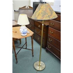 Brass coloured floor lamp and ginger jar porcelain table lamp