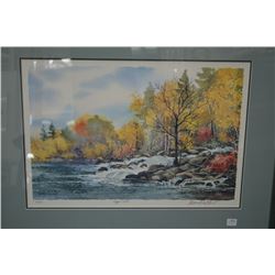 Limited edition framed print "Ragged Falls" 329/690 signed by artist Edwin Matthews