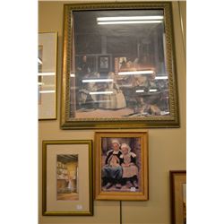 Three framed prints all with vintage period themes