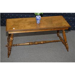 Mid 20th century small coffee table with reeded legs and turned stretchers