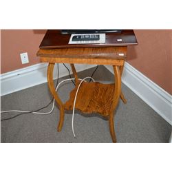 Antique quarter cut oak two tier lamp table