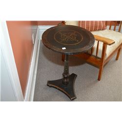 Bombay center pedestal crackle finish occasional table