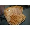 Image 1 : Retro chair with gold striped upholstery and button back detail