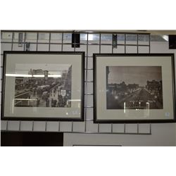 Pair of black and white archive photographs one labelled "Jasper Ave Street Parade Nov. 5th 1945" an