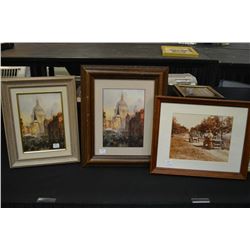 Three framed pictures including one archival labelled "Automobiling on the Groat Estate"