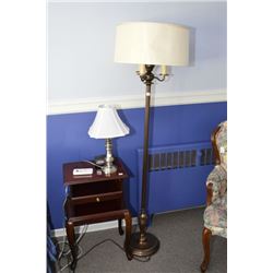 Vintage floor standing tri-light and two modern table lamps