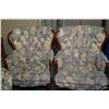 Image 1 : Two Vintage button tufted floral upholstered lady's wingback chairs