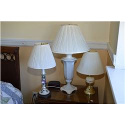 Three assorted modern table lamps