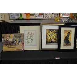 Selection of prints including a portrait, still life, carriage scene, etc