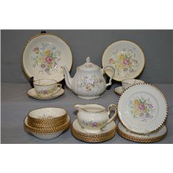 Selection of vintage semi porcelain tableware "Breath O' Spring" and an English Sadler teapot