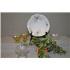 Image 1 : Selection of collectibles including sherbets, crystal, unmarked English floral bowl, etc.