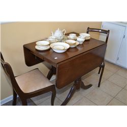 Mid 20th century regency style extending drop leaf dining table with brass capped feet