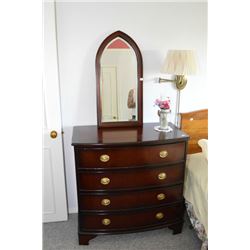 Modern four drawer bedroom chest and wall mirror
