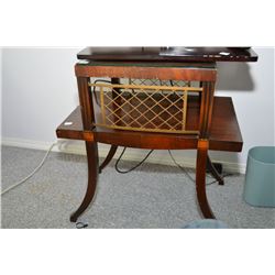 Mid 20th century two tier side table with leather top