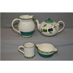 Four pieces of Obrarte pottery including tea pot, mug, pitcher and double handled bowl