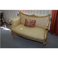 Antique French two seat settee with floral upholstery
