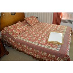 Selection of linens including bedspread and shams, etc