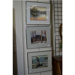 Three framed including Group of Seven, Fisherman on Lake and Winter birch trees