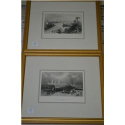 Two framed etchings including one by T. Allom titled "St. Andrews From The Pier" and a Bartlett "Abe