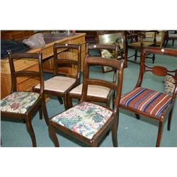 Five Regency style dining chairs including four matching
