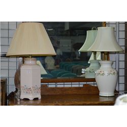 A pair of porcelain table lamps