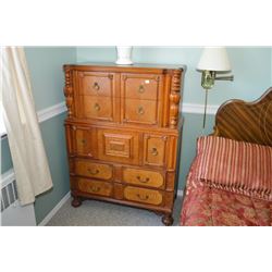 Antique five drawer multiple wood highboy