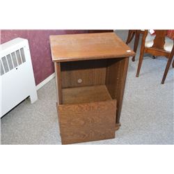 Danish oak veneered entertainment stand with single drawer