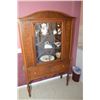 Image 1 : Antique single door walnut china cabinet with single storage drawer