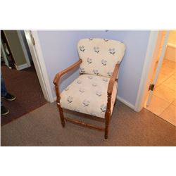 Vintage open arm upholstered parlour chair