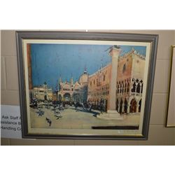 Framed dry mounted print of St. Marks Square, Venice from a painting by Valadie