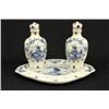 Image 2 : Delft Porcelain Decanter Set & Vase