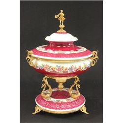 Red & White Italian Covered Tureen Centerpiece