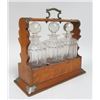 Image 1 : Oak Tantalus Set with 3 Crystal Bottles
