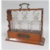 Image 2 : Oak Tantalus Set with 3 Crystal Bottles