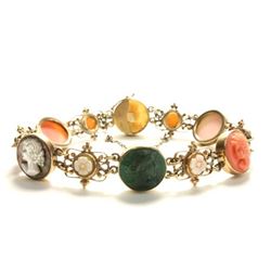 14k gold multicolored Cameo bracelet