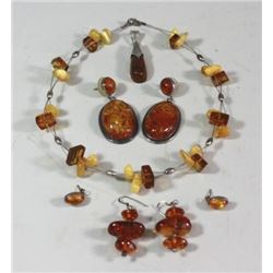 Sterling silver & amber jewelry