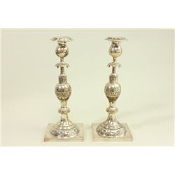 19th C. Polish Silver Candlesticks