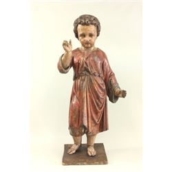 Polychrome CHrist Child Wood Figure